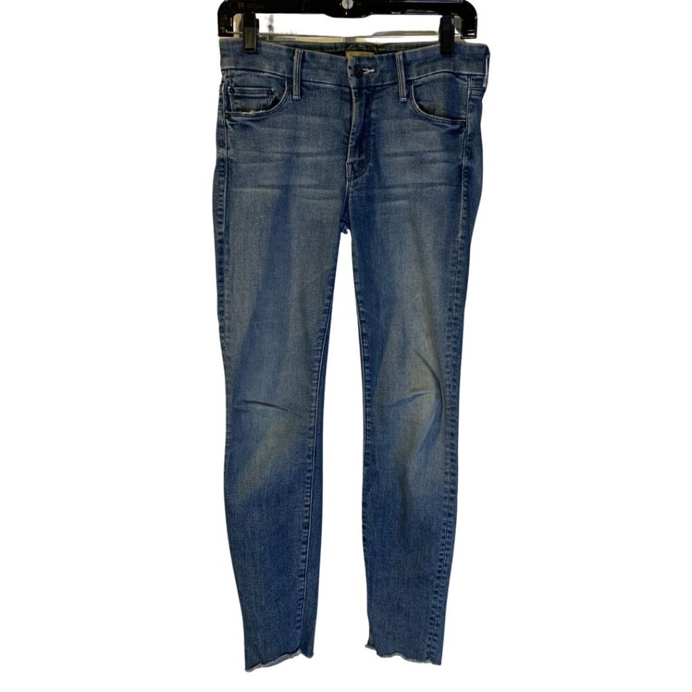Mother Women's Looker Ankle Fray Jeans Size 26 Blue Boho Mid Rise Skinny Indie